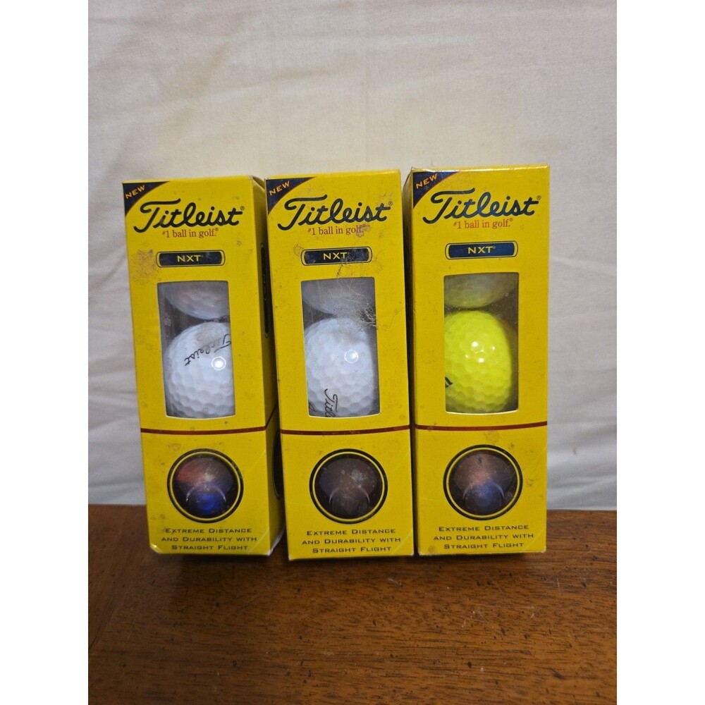 Titleist NXT Golf Balls Extreme Distance 3 Count Balls NIB Lot Of 3 Sets New